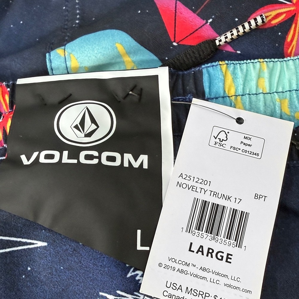 Mens Volcom Novelty Swim Trunks - NWT Large Blue / Multi Graphic - #44334-A9 - Picture 3 of 4